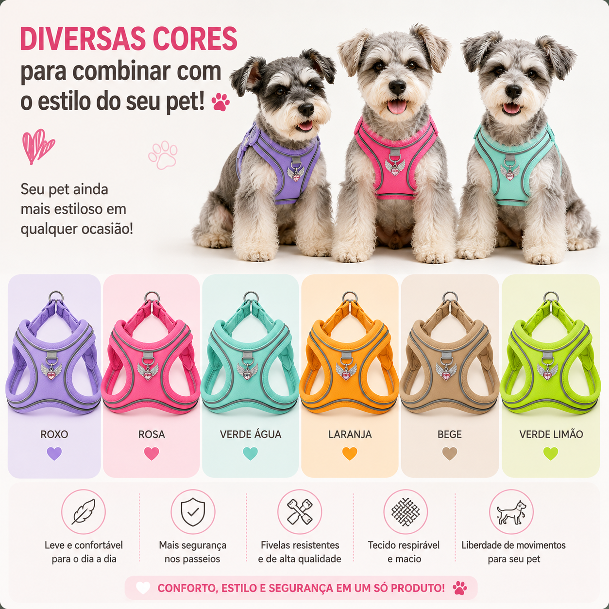 Coleira & Guia Pet Confort Charmy